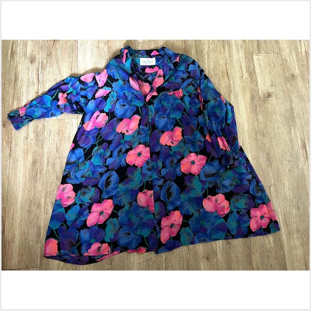 🇨🇦 Vintage Floral Long Jacket Oversized Artistic Statement Duster • Pink Mauve - Picture 14 of 15